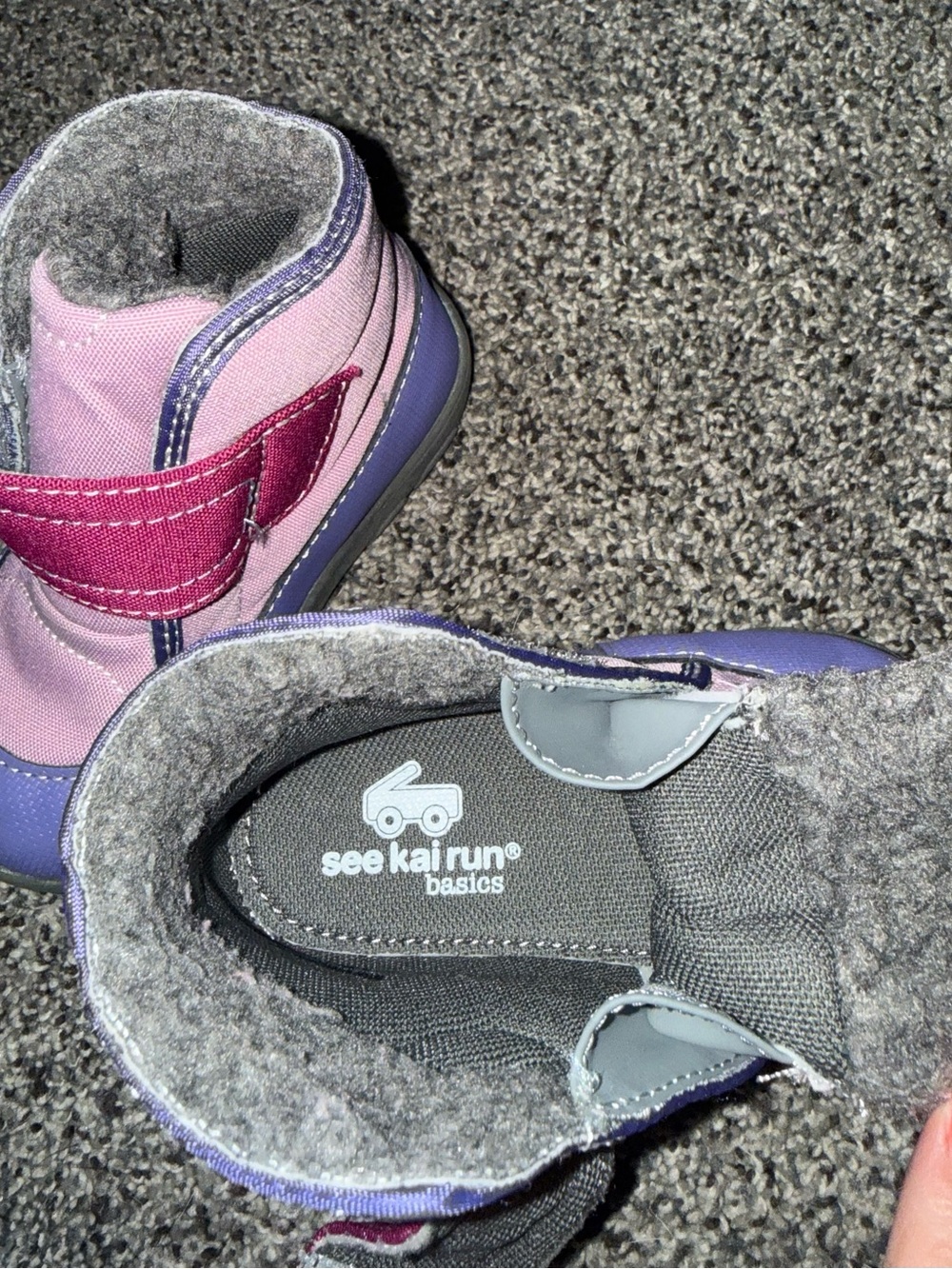 See Kai Run Pink and Purple Kids Winter Boots with Hook-and-Loop Strap
